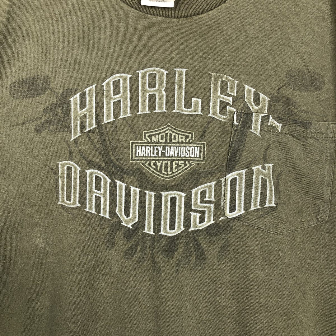 Harley-Davidson Motorcycle Bike T-shirt, Men's XL size cotton Khaki type Vintage Second Hand