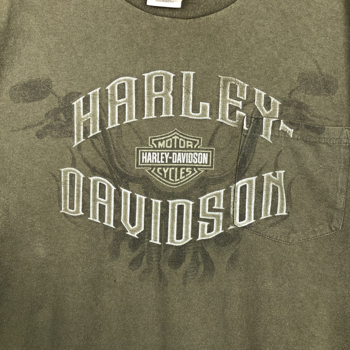 Harley-Davidson Motorcycle Bike T-shirt, Men's XL size cotton Khaki type Vintage Second Hand