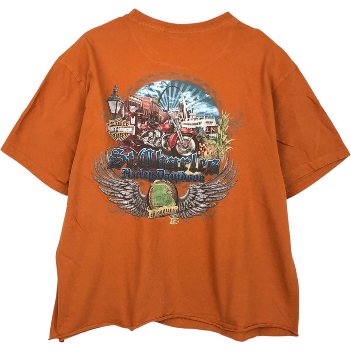 Harley-Davidson Cut-Off Motorcycle Bike T-Shirt, Made in USA, Men's Size XL (approx.) cotton brown type Vintage Second Hand