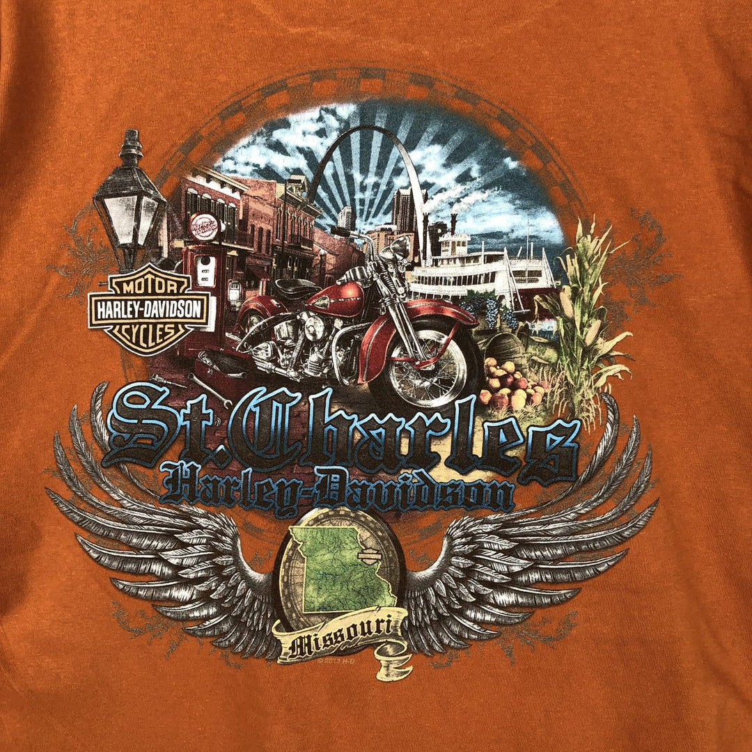 Harley-Davidson Cut-Off Motorcycle Bike T-Shirt, Made in USA, Men's Size XL (approx.) cotton brown type Vintage Second Hand