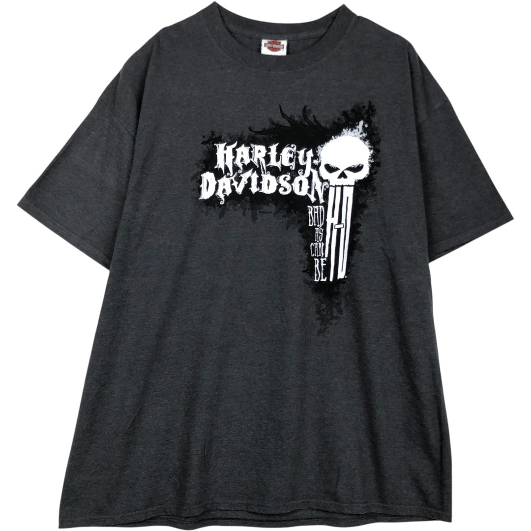 Harley-Davidson Skull Pattern Skull Wing Motorcycle T-Shirt, Men's XXL (approx.) cotton Charcoal Vintage Second Hand