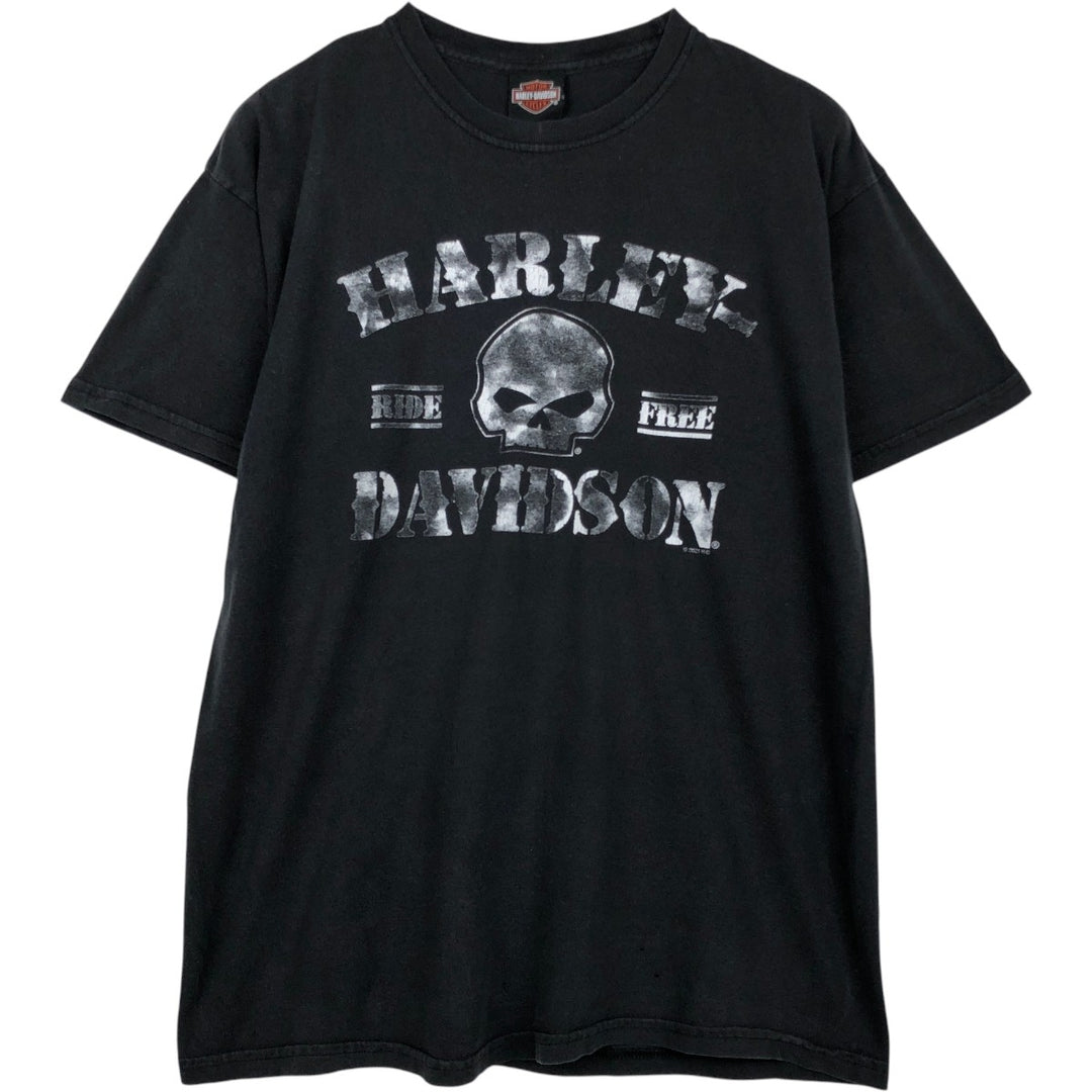 Harley-Davidson Skull Pattern Motorcycle Bike T-shirt Men's L size cotton black type Vintage Second Hand