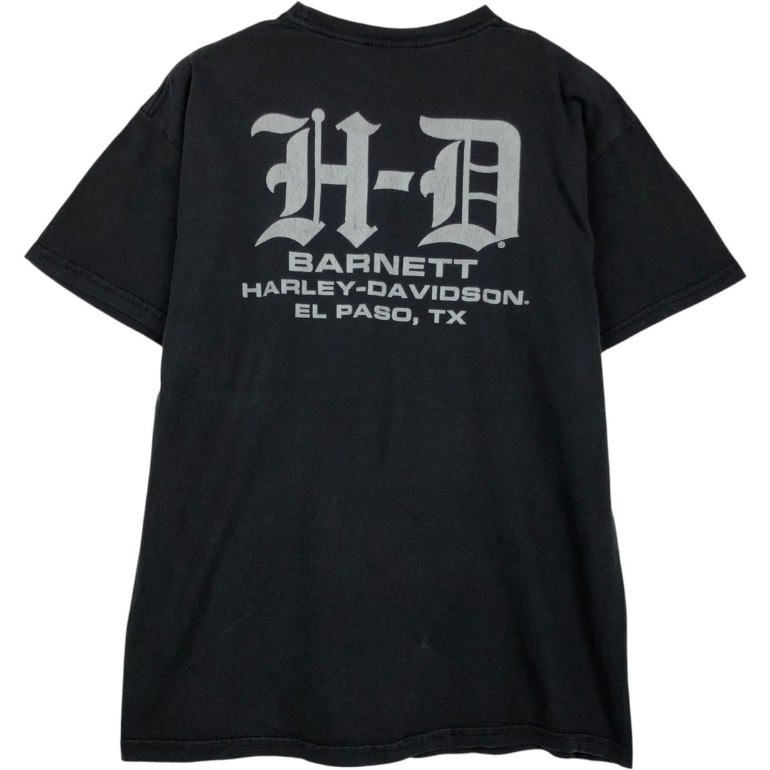 Harley-Davidson Skull Pattern Motorcycle Bike T-shirt Men's L size cotton black type Vintage Second Hand
