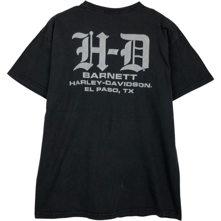 Harley-Davidson Skull Pattern Motorcycle Bike T-shirt Men's L size cotton black type Vintage Second Hand