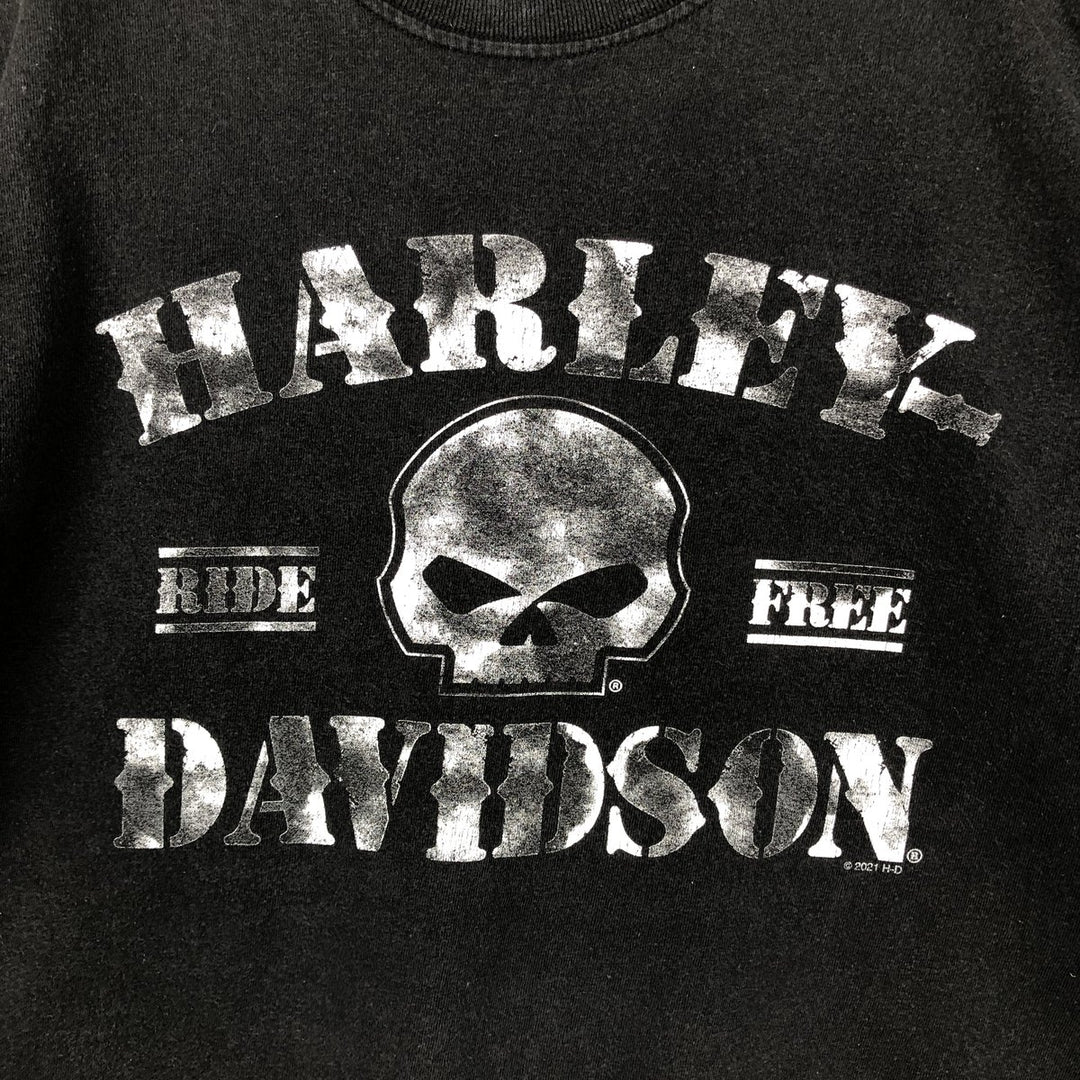 Harley-Davidson Skull Pattern Motorcycle Bike T-shirt Men's L size cotton black type Vintage Second Hand