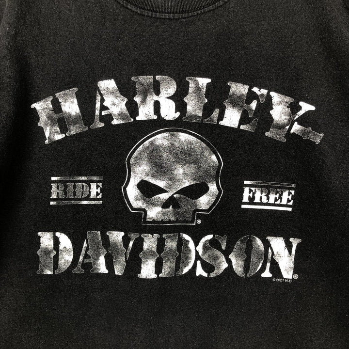 Harley-Davidson Skull Pattern Motorcycle Bike T-shirt Men's L size cotton black type Vintage Second Hand