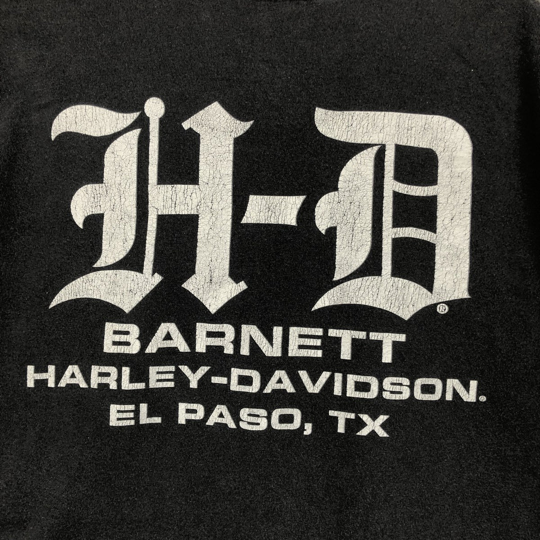 Harley-Davidson Skull Pattern Motorcycle Bike T-shirt Men's L size cotton black type Vintage Second Hand