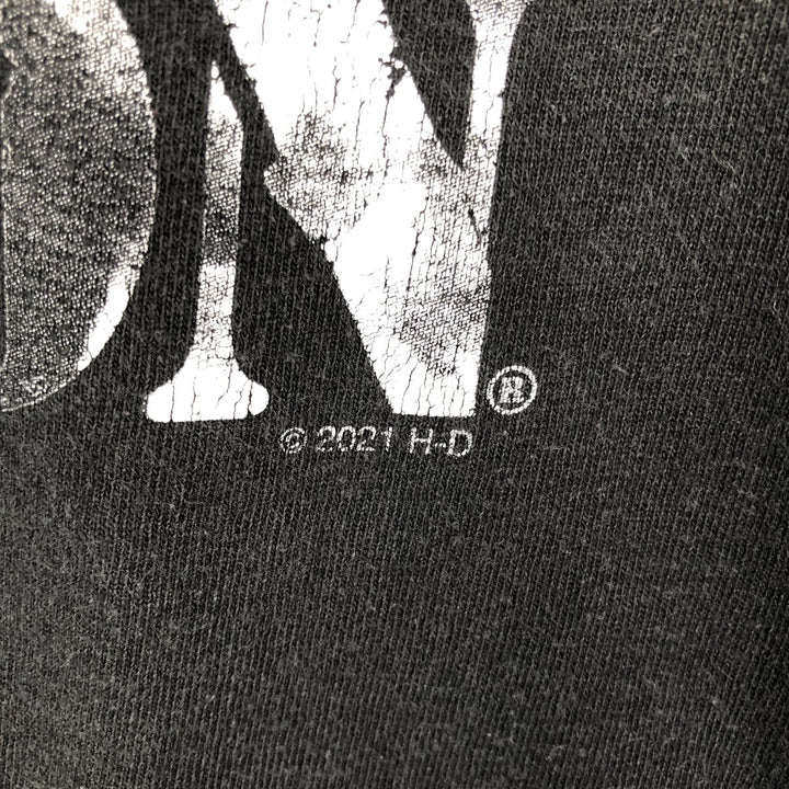 Harley-Davidson Skull Pattern Motorcycle Bike T-shirt Men's L size cotton black type Vintage Second Hand