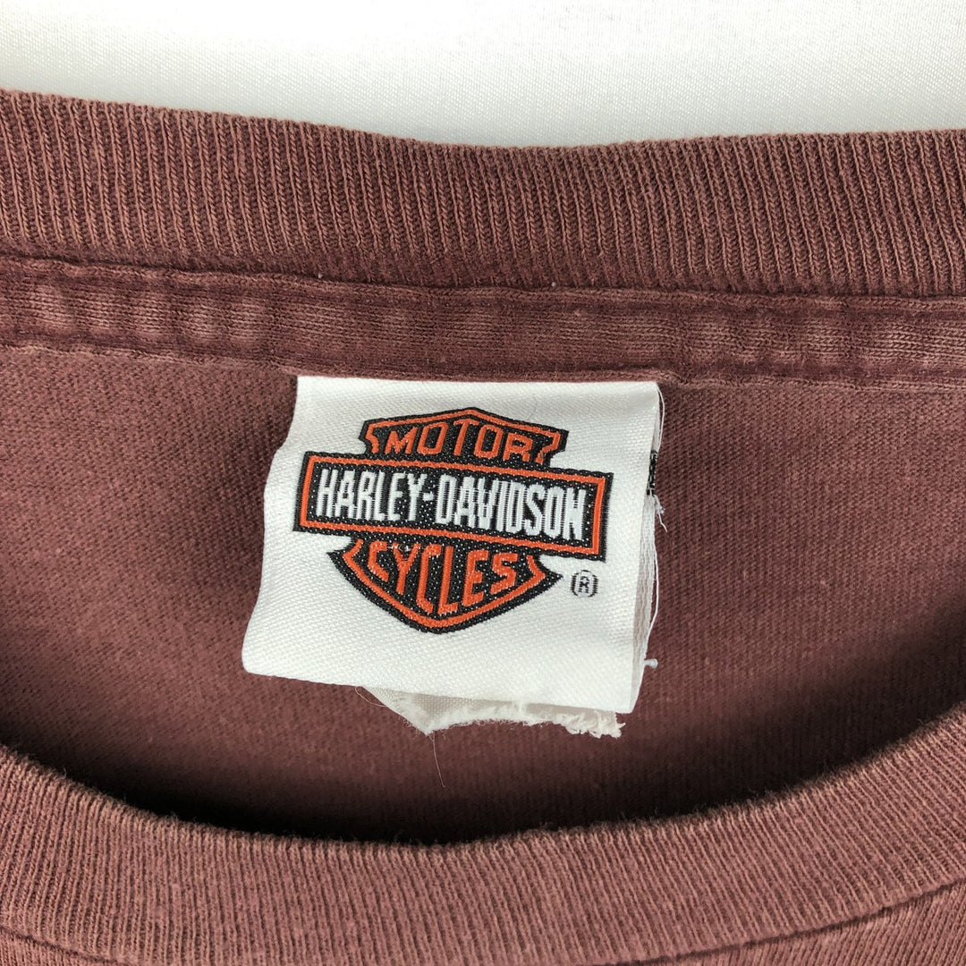 00'S Harley-Davidson Motorcycle Bike T-shirt Men's XL size unclear burgundy type Vintage Second Hand