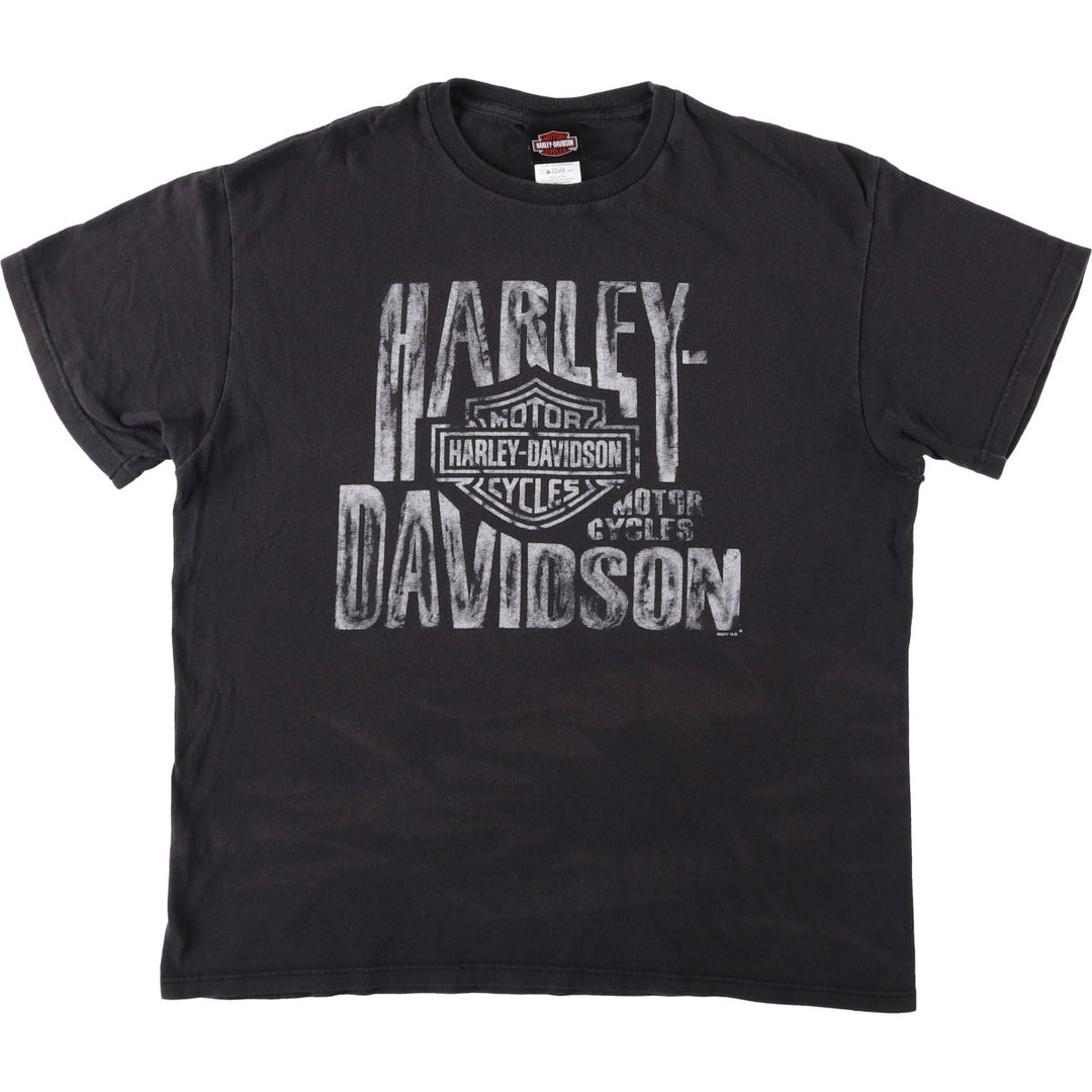 Harley-Davidson Motorcycle Bike T-shirt Made in USA Men's L size cotton black type Vintage Second Hand