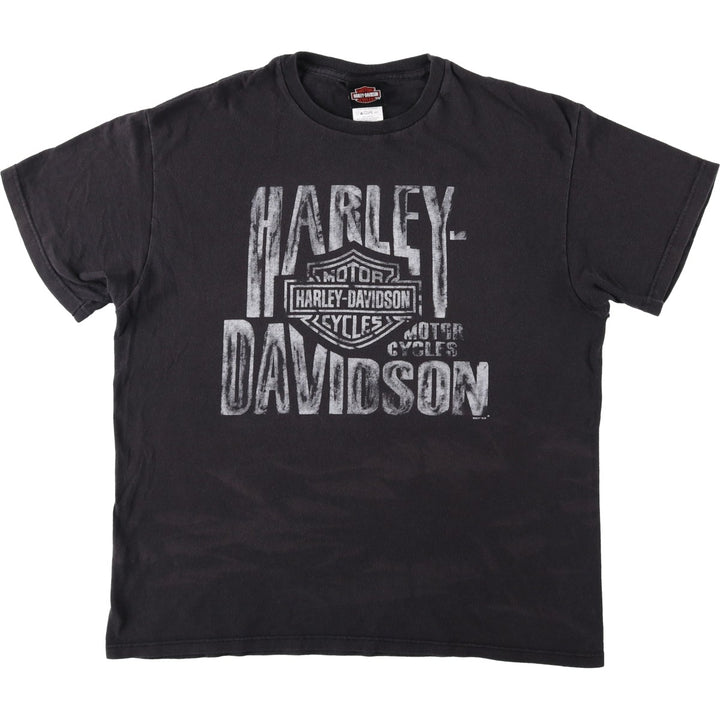 Harley-Davidson Motorcycle Bike T-shirt Made in USA Men's L size cotton black type Vintage Second Hand