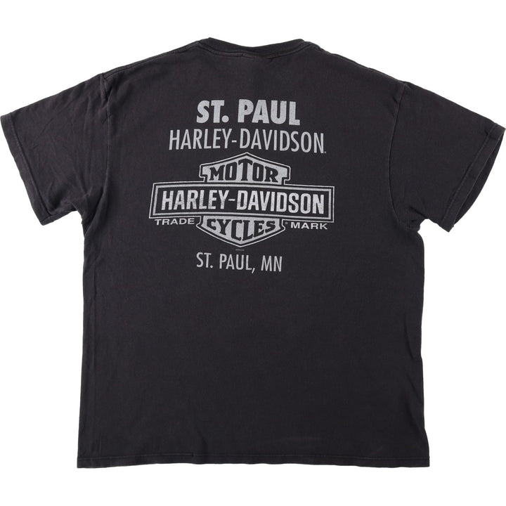 Harley-Davidson Motorcycle Bike T-shirt Made in USA Men's L size cotton black type Vintage Second Hand