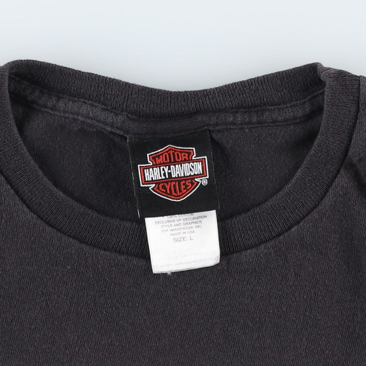 Harley-Davidson Motorcycle Bike T-shirt Made in USA Men's L size cotton black type Vintage Second Hand