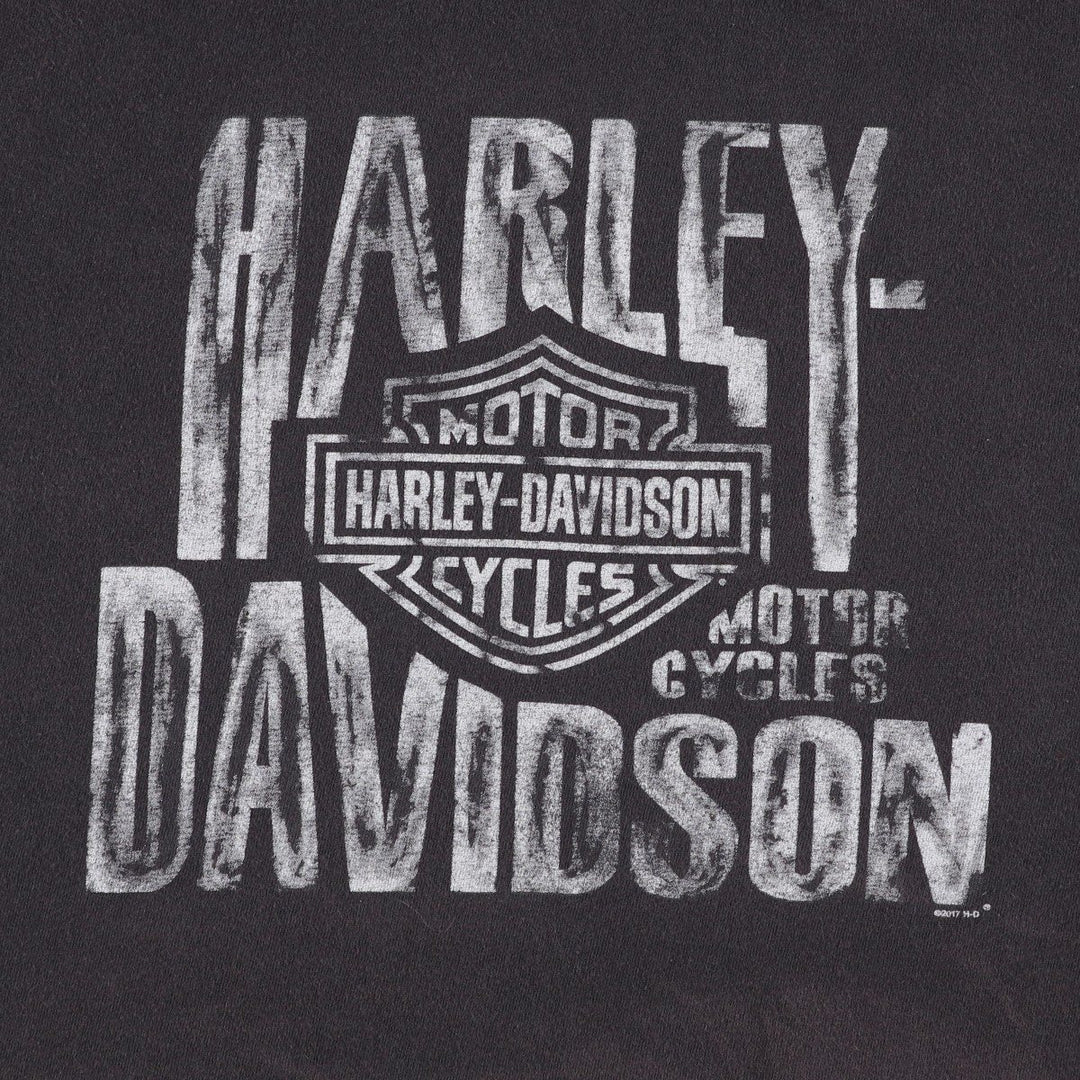 Harley-Davidson Motorcycle Bike T-shirt Made in USA Men's L size cotton black type Vintage Second Hand
