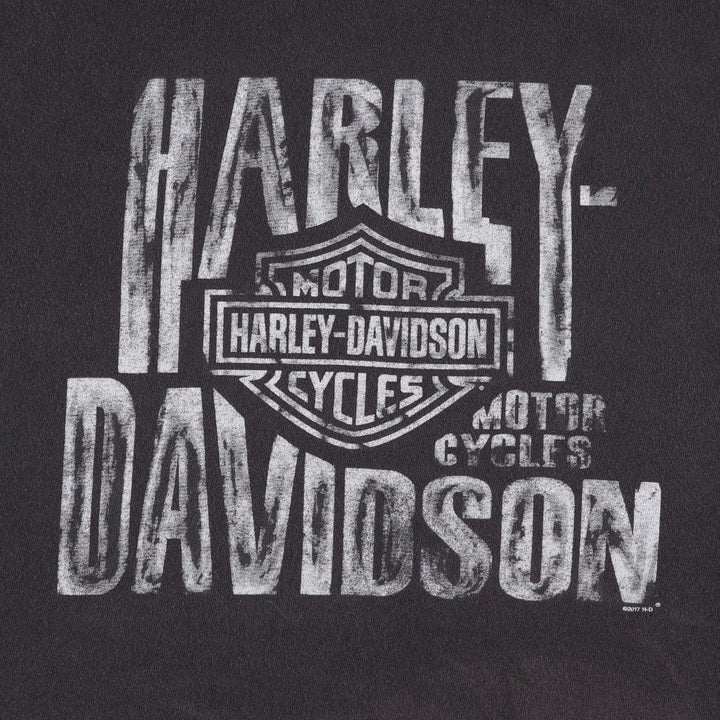 Harley-Davidson Motorcycle Bike T-shirt Made in USA Men's L size cotton black type Vintage Second Hand