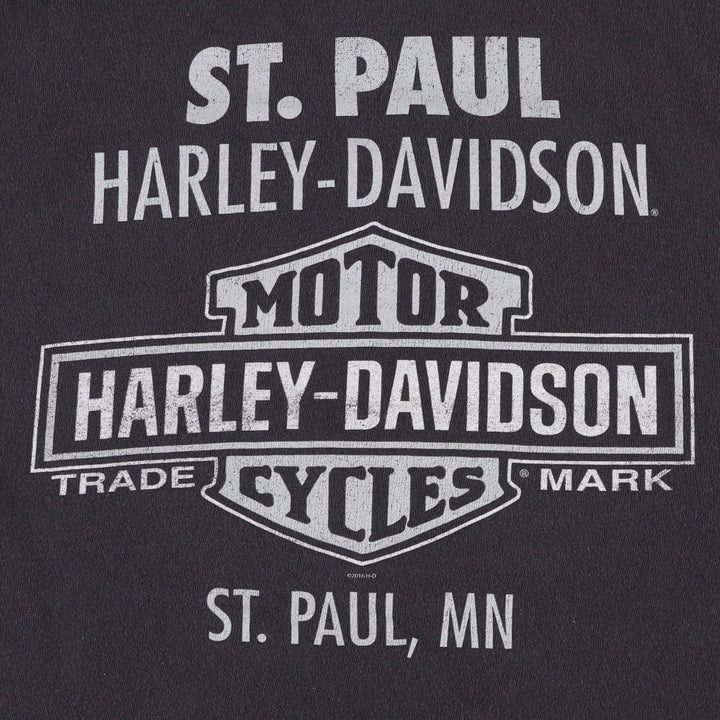 Harley-Davidson Motorcycle Bike T-shirt Made in USA Men's L size cotton black type Vintage Second Hand