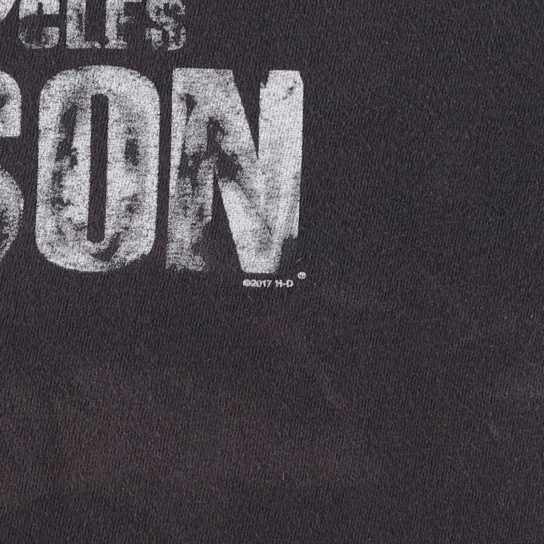 Harley-Davidson Motorcycle Bike T-shirt Made in USA Men's L size cotton black type Vintage Second Hand