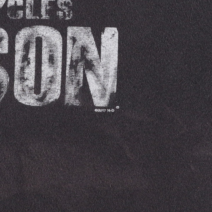 Harley-Davidson Motorcycle Bike T-shirt Made in USA Men's L size cotton black type Vintage Second Hand