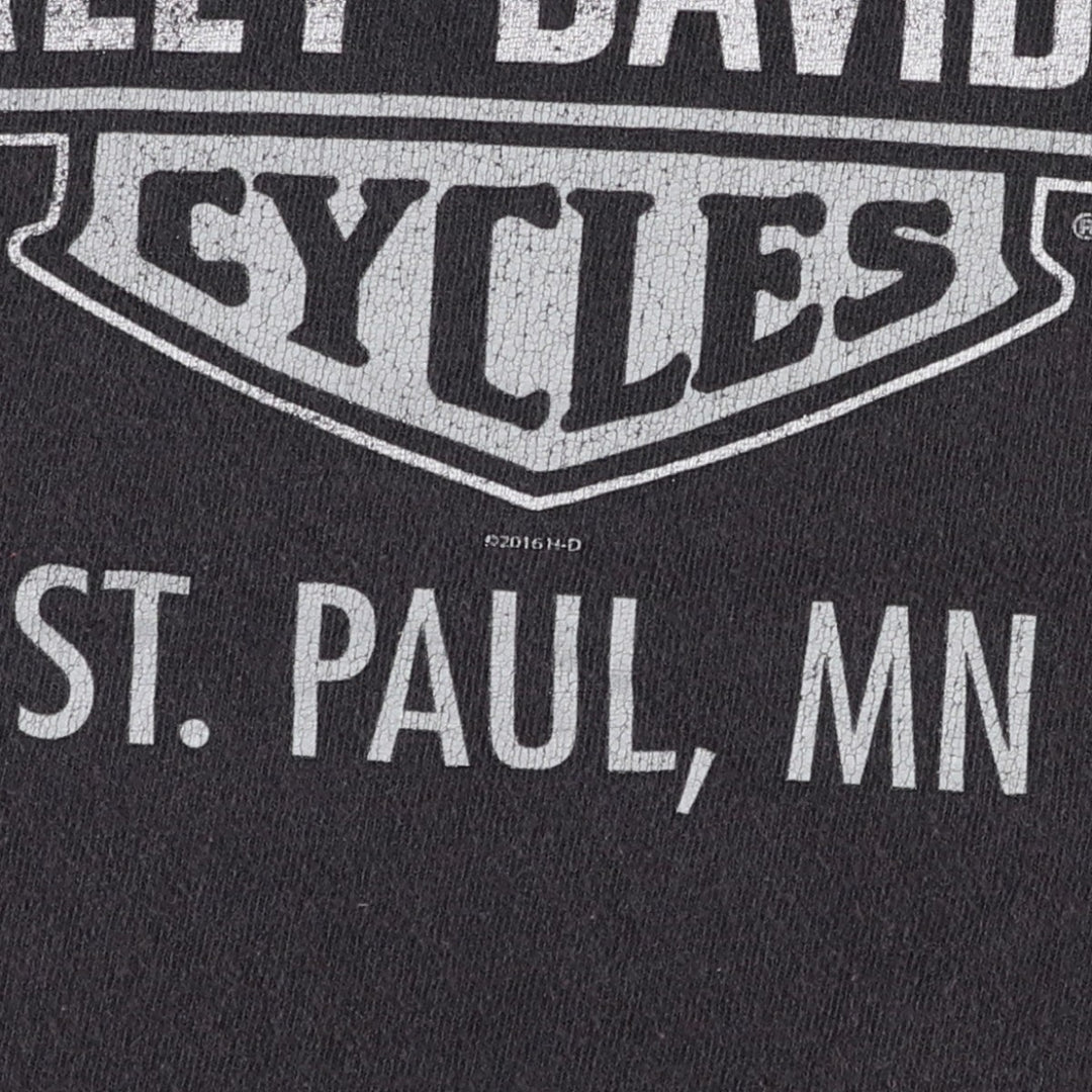 Harley-Davidson Motorcycle Bike T-shirt Made in USA Men's L size cotton black type Vintage Second Hand