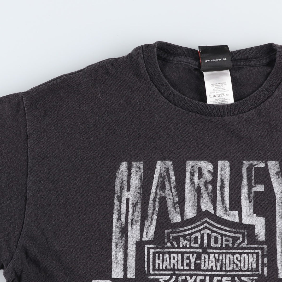 Harley-Davidson Motorcycle Bike T-shirt Made in USA Men's L size cotton black type Vintage Second Hand