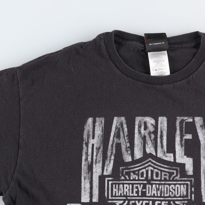 Harley-Davidson Motorcycle Bike T-shirt Made in USA Men's L size cotton black type Vintage Second Hand