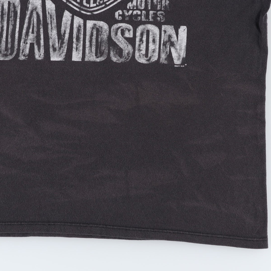 Harley-Davidson Motorcycle Bike T-shirt Made in USA Men's L size cotton black type Vintage Second Hand