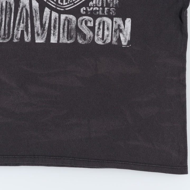 Harley-Davidson Motorcycle Bike T-shirt Made in USA Men's L size cotton black type Vintage Second Hand