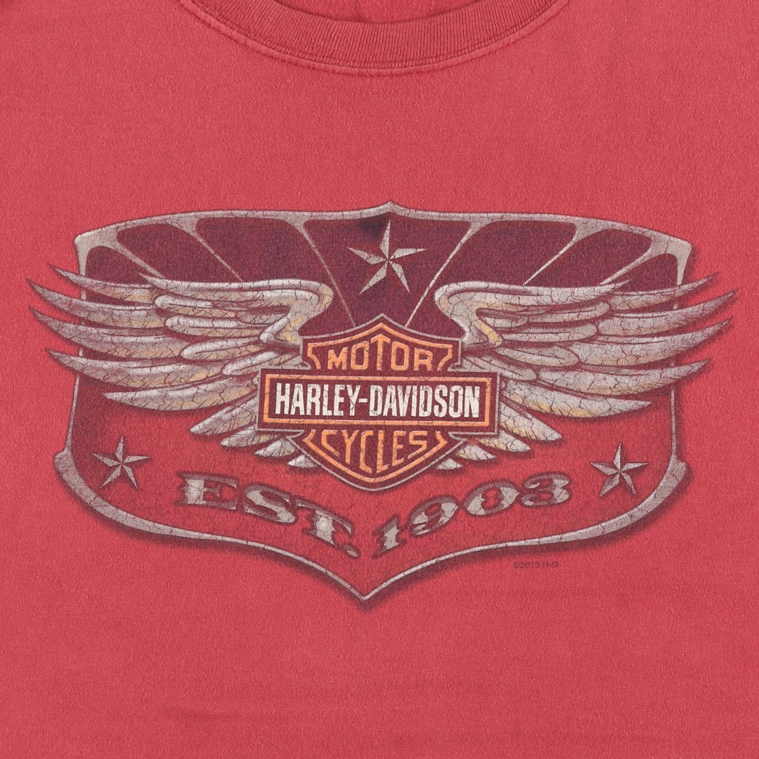 Harley-Davidson Fire Pattern Motorcycle Bike T-Shirt Men's XXL cotton red type Vintage Second Hand