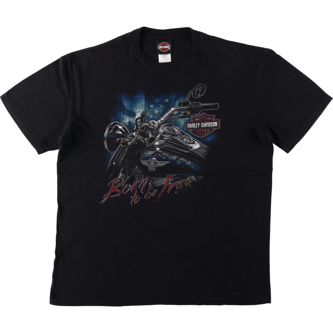 Harley-Davidson Stars and Stripes Motorcycle T-Shirt, Men's Size XL cotton black type Vintage Second Hand