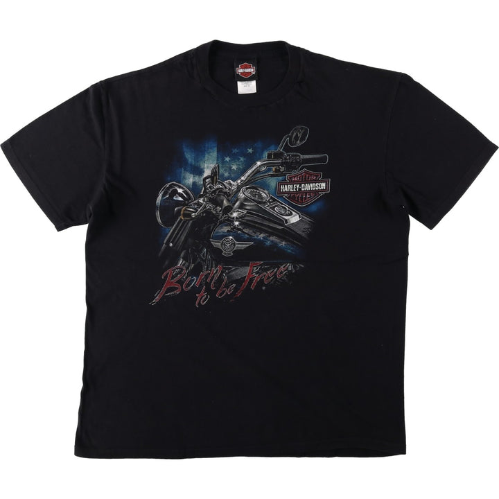 Harley-Davidson Stars and Stripes Motorcycle T-Shirt, Men's Size XL cotton black type Vintage Second Hand