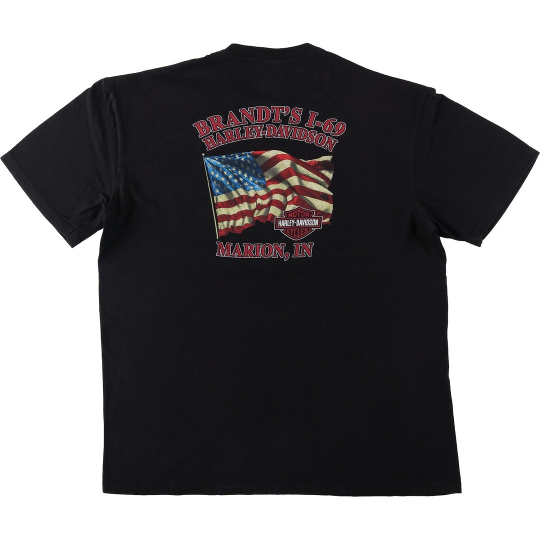 Harley-Davidson Stars and Stripes Motorcycle T-Shirt, Men's Size XL cotton black type Vintage Second Hand