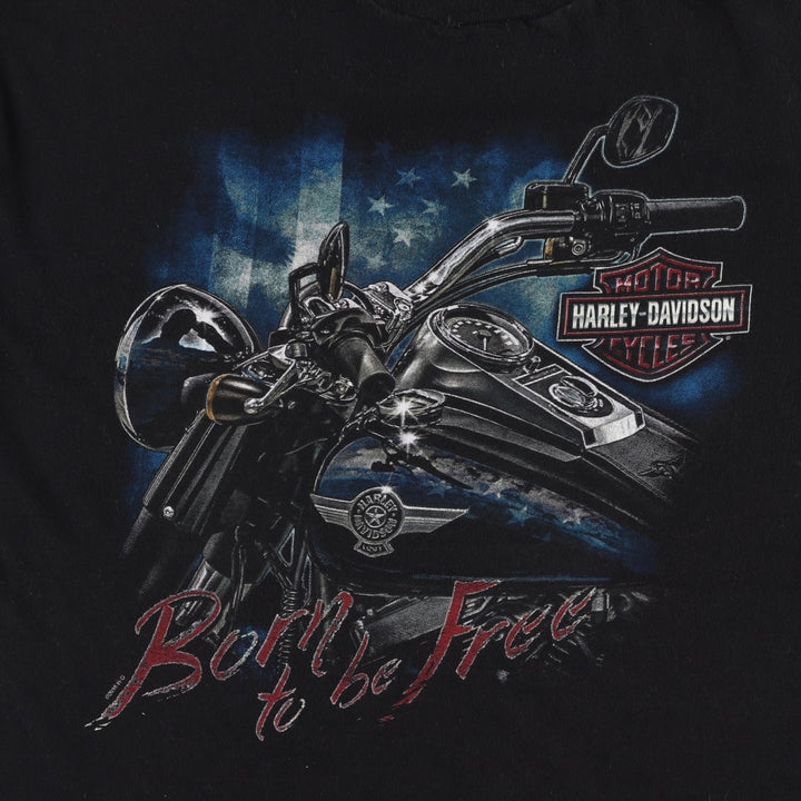 Harley-Davidson Stars and Stripes Motorcycle T-Shirt, Men's Size XL cotton black type Vintage Second Hand
