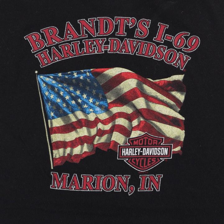 Harley-Davidson Stars and Stripes Motorcycle T-Shirt, Men's Size XL cotton black type Vintage Second Hand