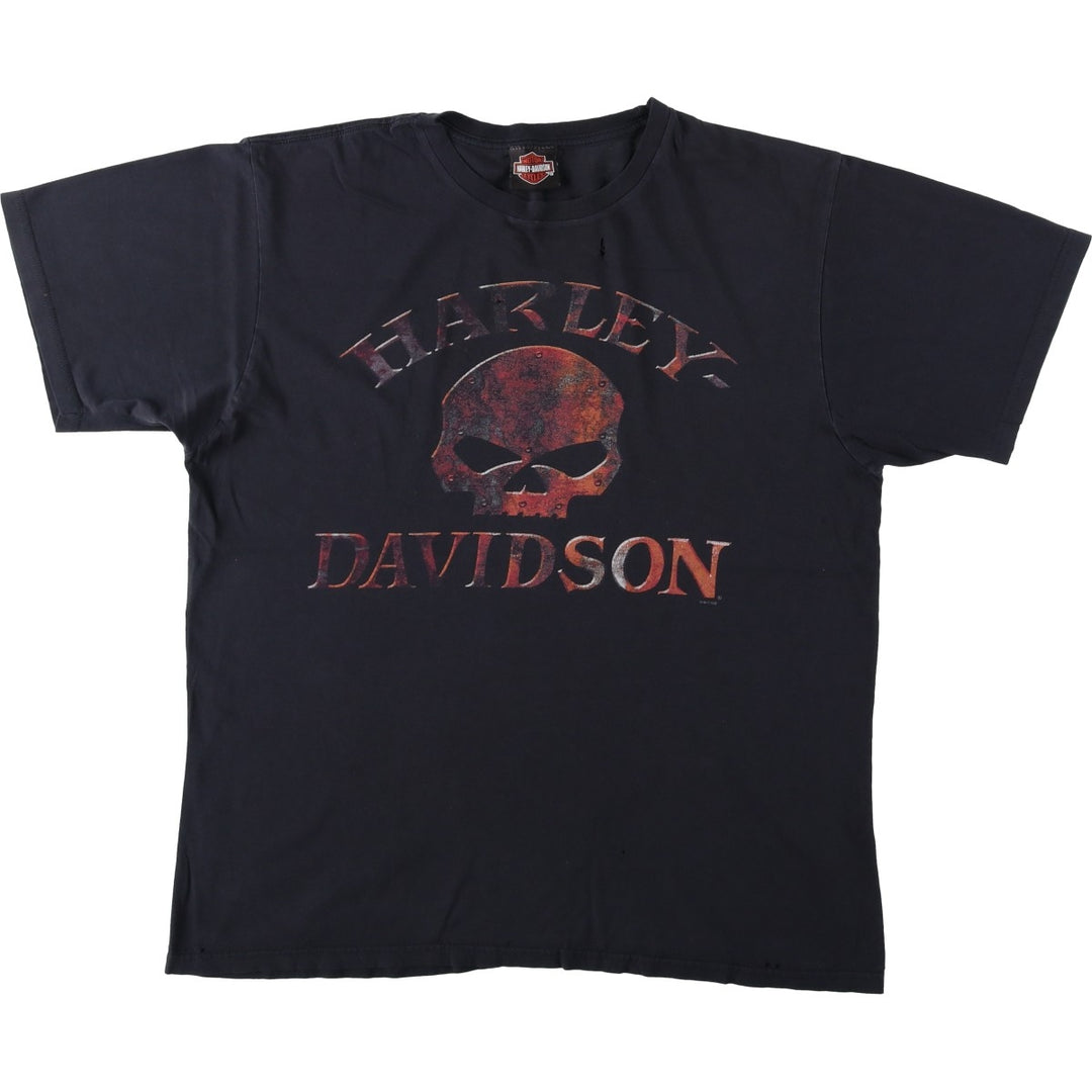 Harley-Davidson Skull Pattern Motorcycle Bike T-shirt Men's M size unclear black type Vintage Second Hand