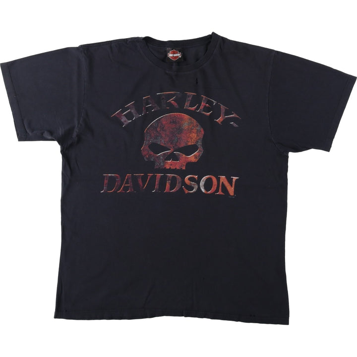 Harley-Davidson Skull Pattern Motorcycle Bike T-shirt Men's M size unclear black type Vintage Second Hand