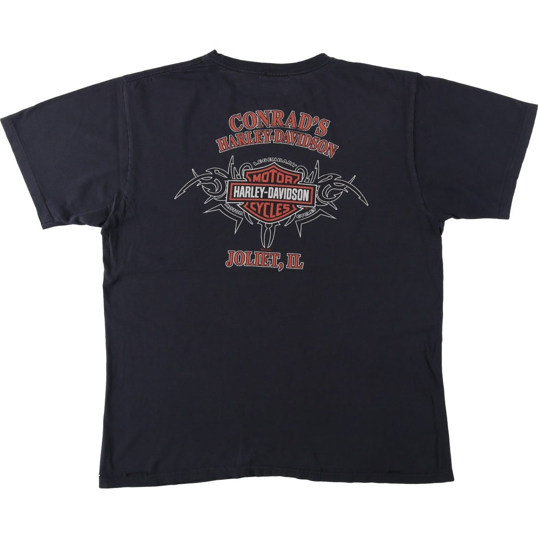 Harley-Davidson Skull Pattern Motorcycle Bike T-shirt Men's M size unclear black type Vintage Second Hand