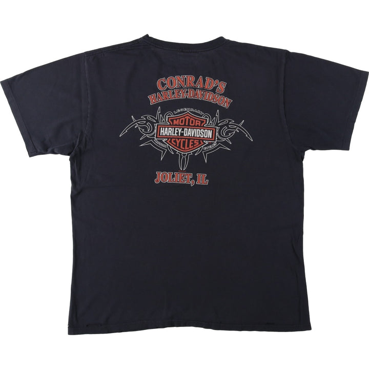 Harley-Davidson Skull Pattern Motorcycle Bike T-shirt Men's M size unclear black type Vintage Second Hand