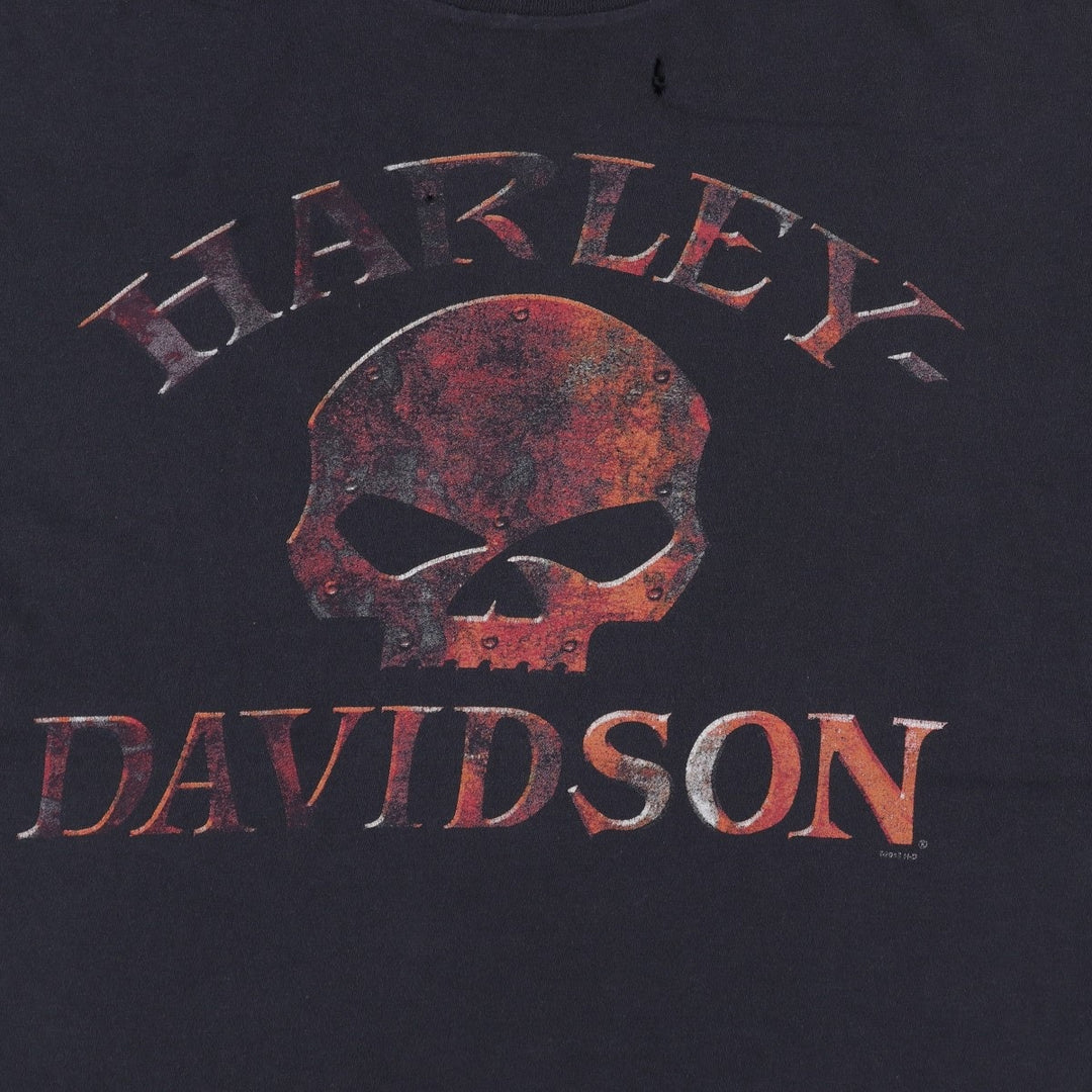 Harley-Davidson Skull Pattern Motorcycle Bike T-shirt Men's M size unclear black type Vintage Second Hand