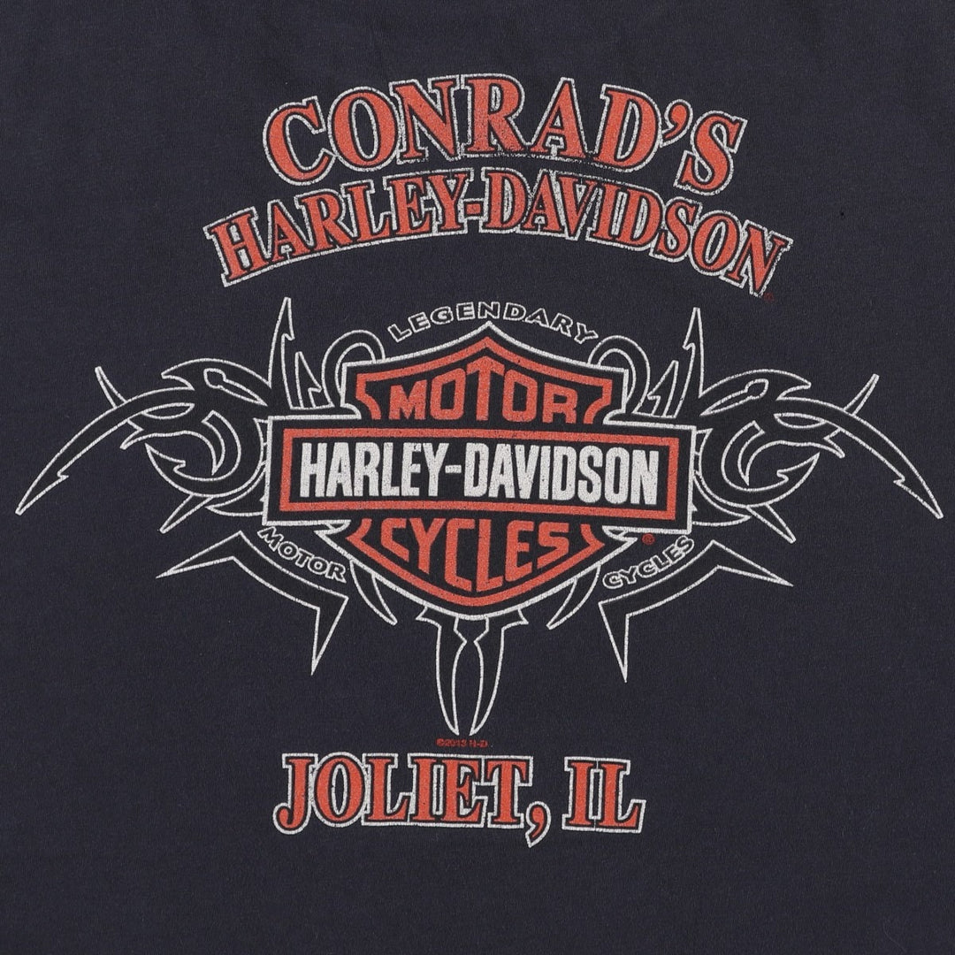 Harley-Davidson Skull Pattern Motorcycle Bike T-shirt Men's M size unclear black type Vintage Second Hand