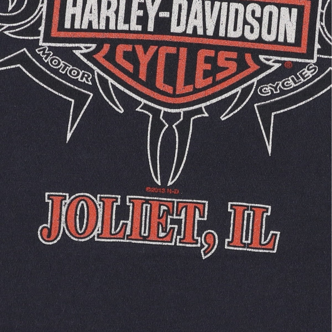 Harley-Davidson Skull Pattern Motorcycle Bike T-shirt Men's M size unclear black type Vintage Second Hand