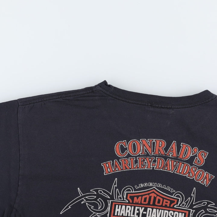 Harley-Davidson Skull Pattern Motorcycle Bike T-shirt Men's M size unclear black type Vintage Second Hand