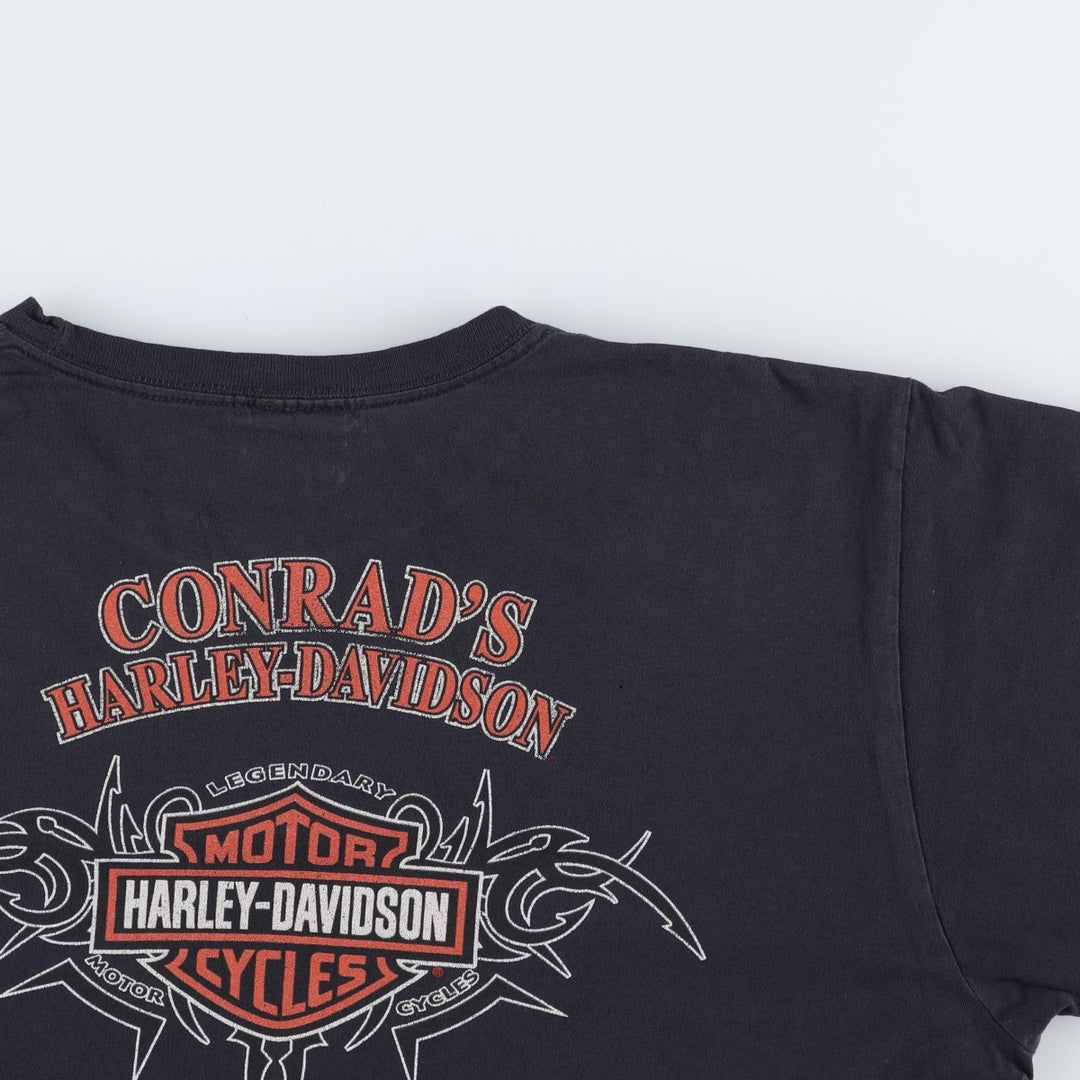 Harley-Davidson Skull Pattern Motorcycle Bike T-shirt Men's M size unclear black type Vintage Second Hand