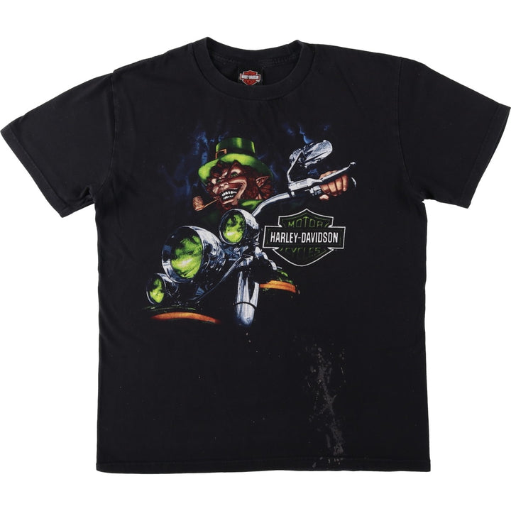 Harley-Davidson Leprechaun Motorcycle T-Shirt, Men's Size L (approx.) cotton black type Vintage Second Hand