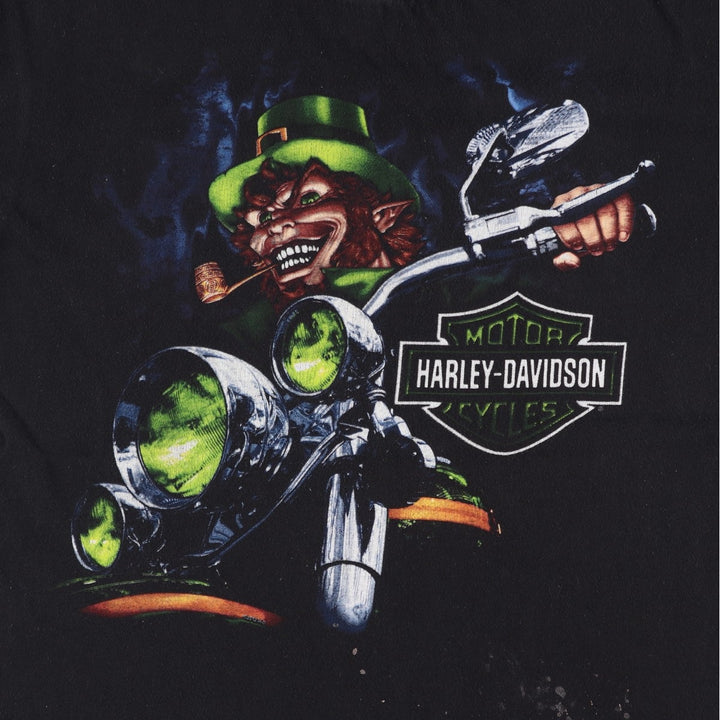 Harley-Davidson Leprechaun Motorcycle T-Shirt, Men's Size L (approx.) cotton black type Vintage Second Hand