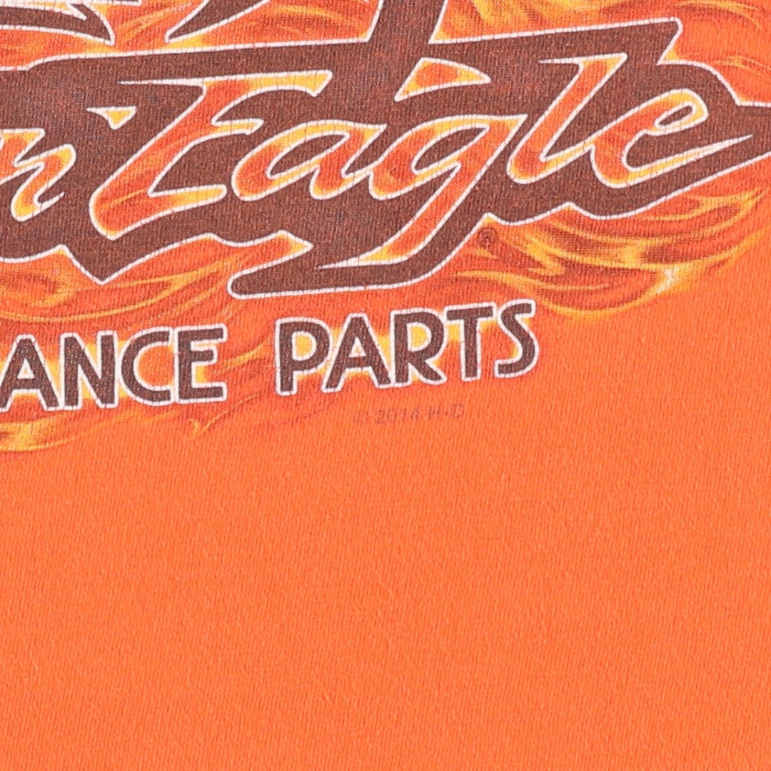 Harley-Davidson Fire Pattern Eagle Design Motorcycle T-Shirt, Men's Size XL (approx.) cotton orange type Vintage Second Hand