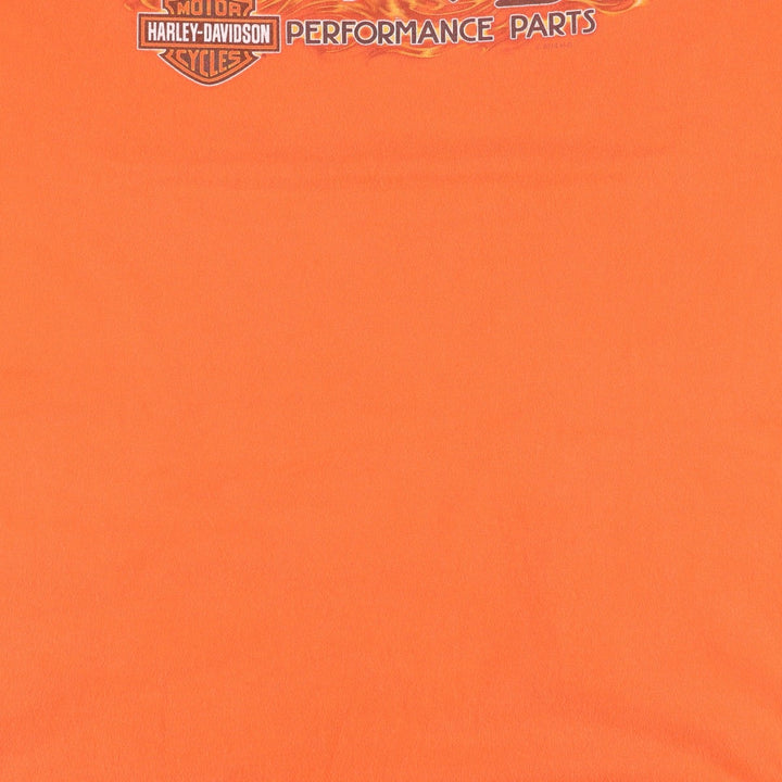 Harley-Davidson Fire Pattern Eagle Design Motorcycle T-Shirt, Men's Size XL (approx.) cotton orange type Vintage Second Hand