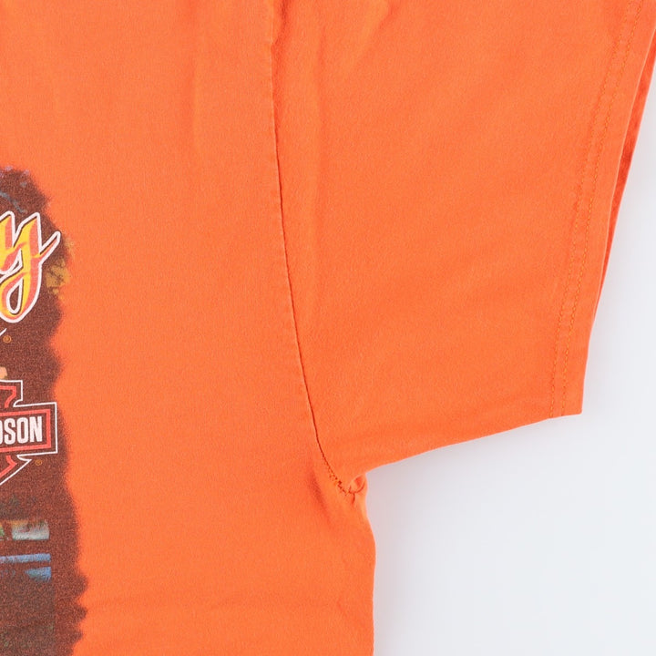 Harley-Davidson Fire Pattern Eagle Design Motorcycle T-Shirt, Men's Size XL (approx.) cotton orange type Vintage Second Hand