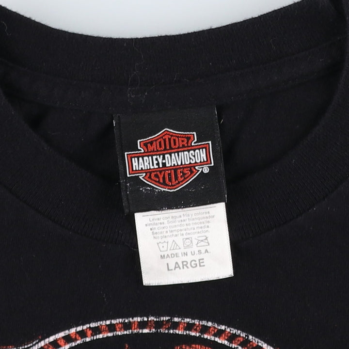 Harley-Davidson Eagle Pattern Motorcycle Bike T-shirt Made in USA Men's L size cotton black type Vintage Second Hand
