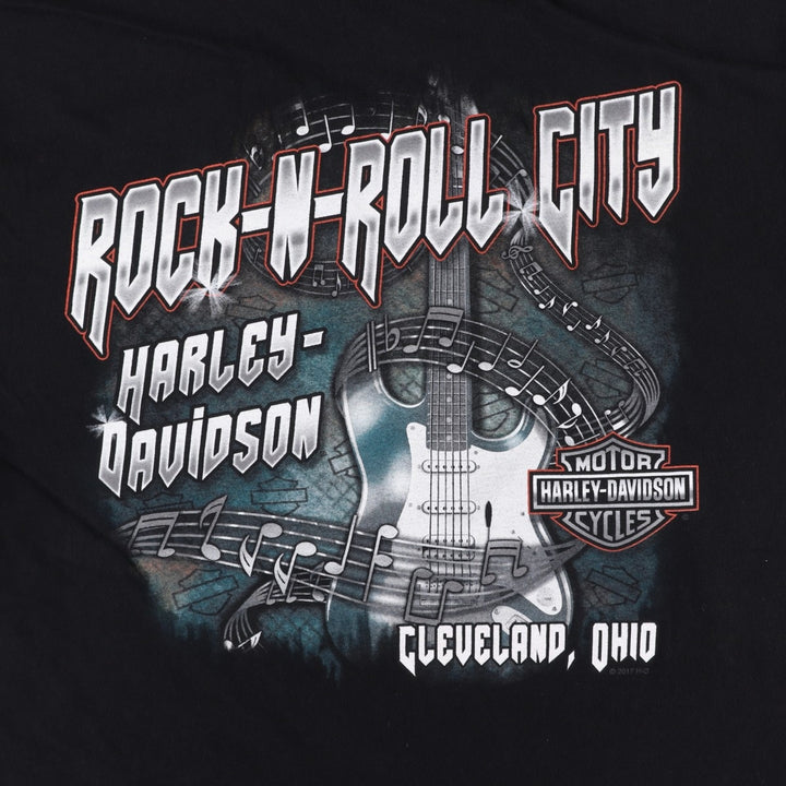 Harley-Davidson Eagle Pattern Motorcycle Bike T-shirt Made in USA Men's L size cotton black type Vintage Second Hand
