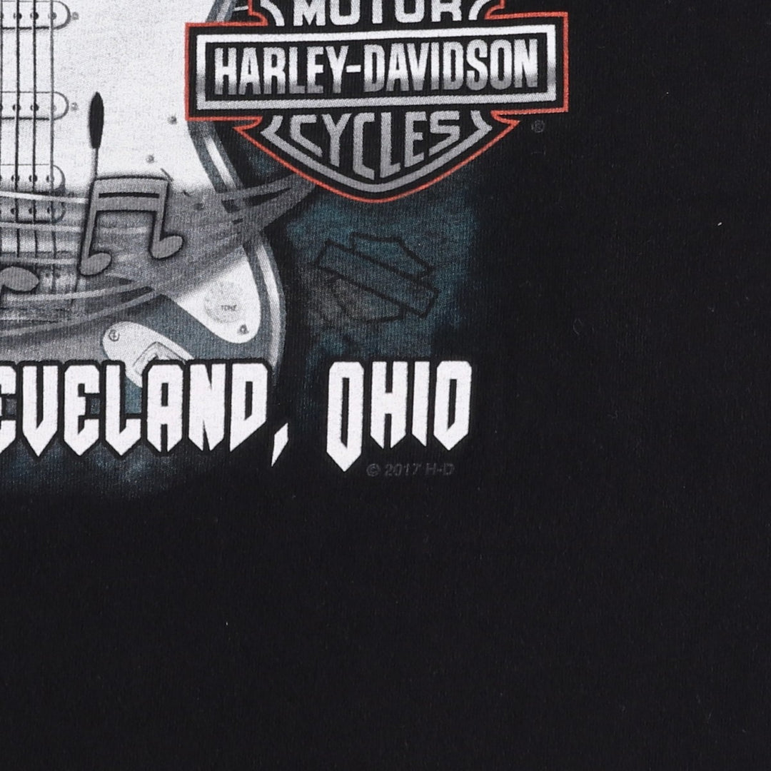 Harley-Davidson Eagle Pattern Motorcycle Bike T-shirt Made in USA Men's L size cotton black type Vintage Second Hand